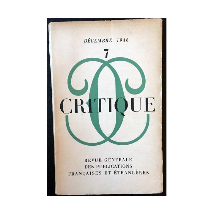 1. Critique n°7 Revue générale des publications françaises et étrangères Décembre 1946