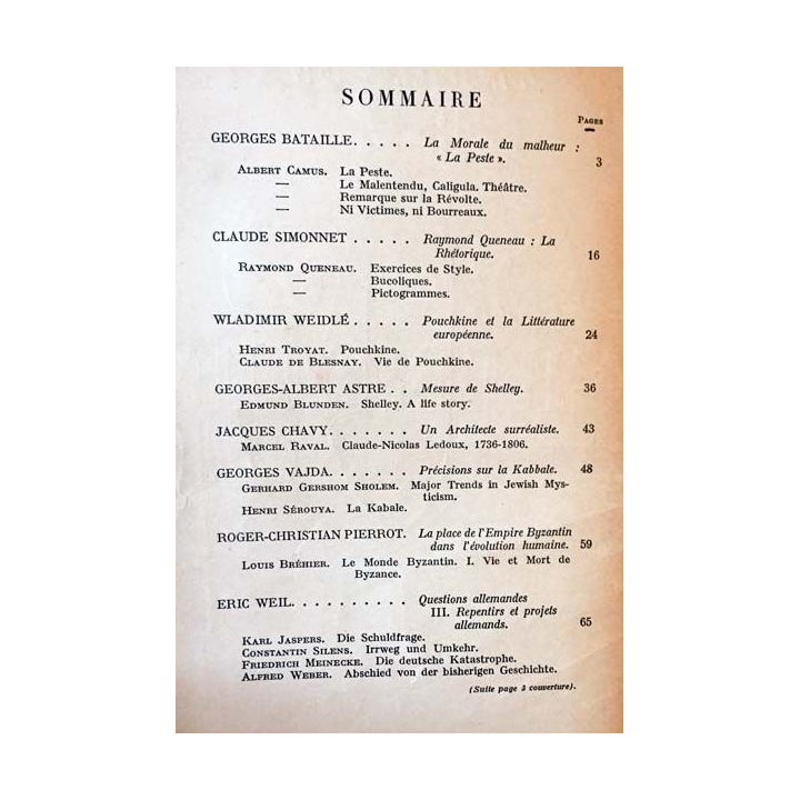 1. Critique n°13-14 Revue générale des publications françaises et étrangères Juin-Juillet 1947