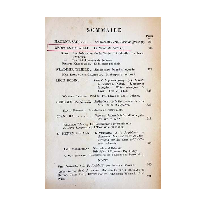 1. Critique n°17 Revue générale des publications françaises et étrangères Octobre 1947