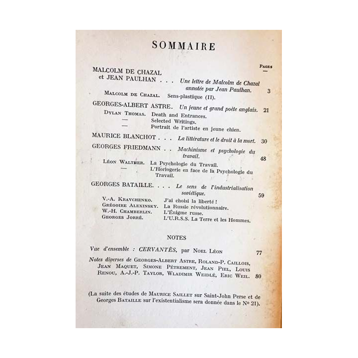 1. Critique n°20 Revue générale des publications françaises et étrangères Janvier 1948