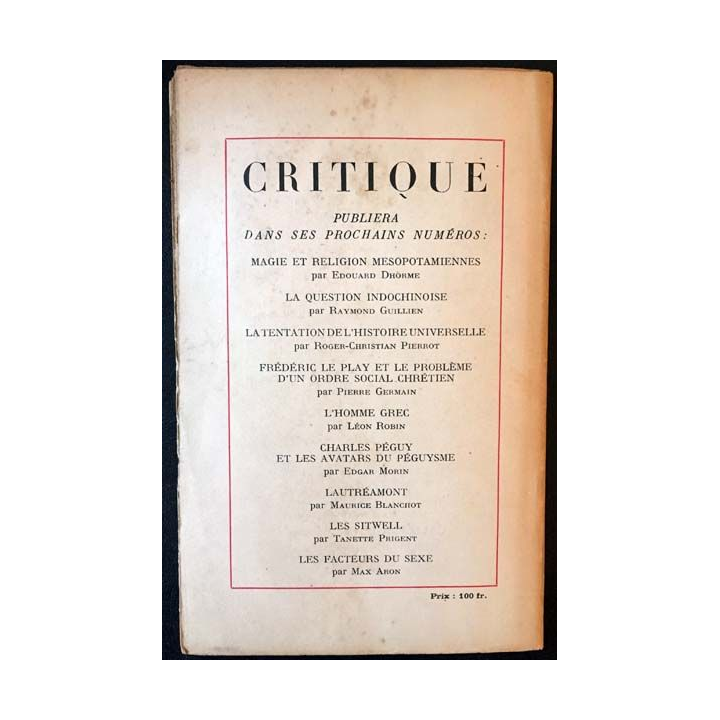 1. Critique n°24 Revue générale des publications françaises et étrangères Mai 1948