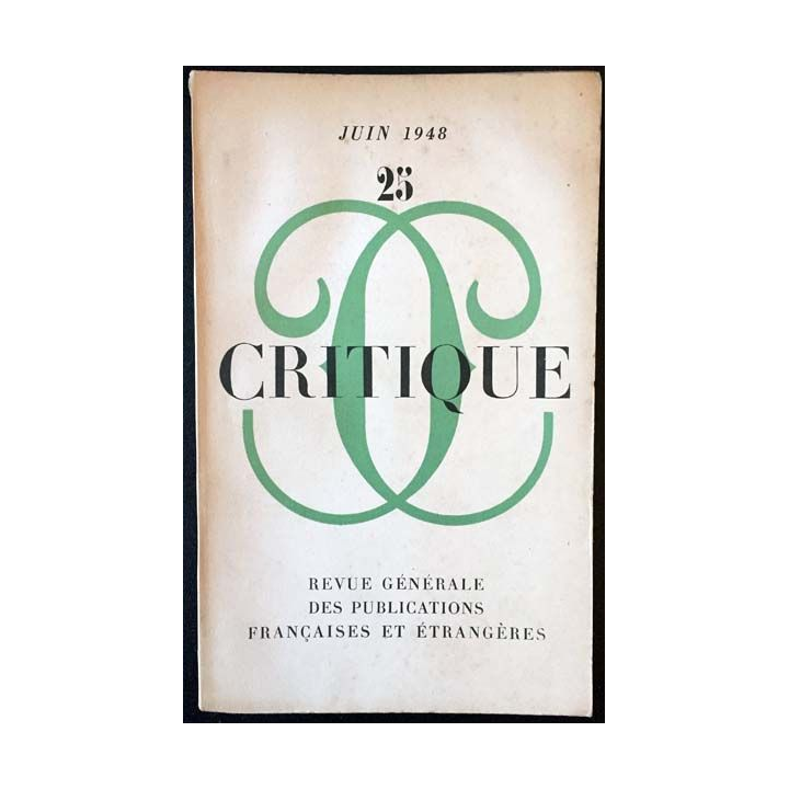 1. Critique n°25 Revue générale des publications françaises et étrangères Juin 1948