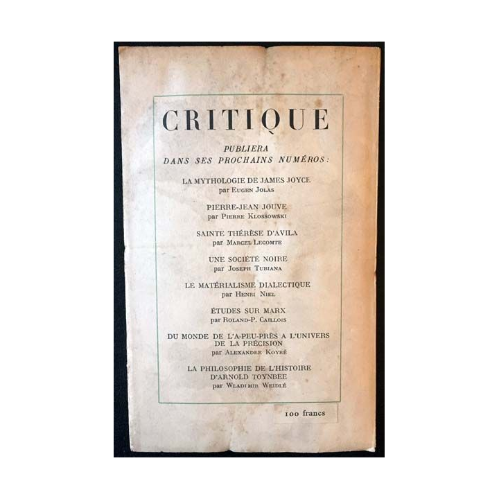 1. Critique n°25 Revue générale des publications françaises et étrangères Juin 1948