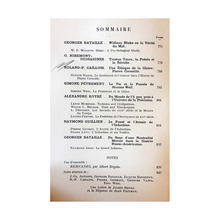 1. Critique n°28 Revue générale des publications françaises et étrangères Septembre 1948