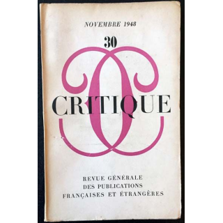 1. Critique n°30 Revue générale des publications françaises et étrangères Novembre 1948