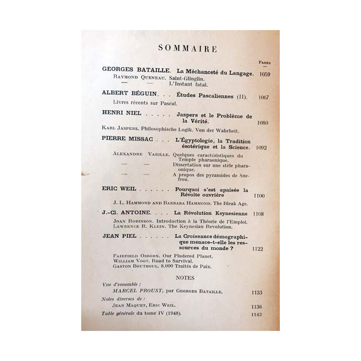 1. Critique n°31 Revue générale des publications françaises et étrangères Décembre 1948