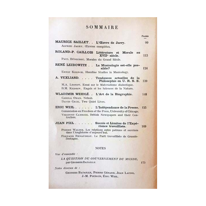 1. Critique n°33 Revue générale des publications françaises et étrangères Février 1949