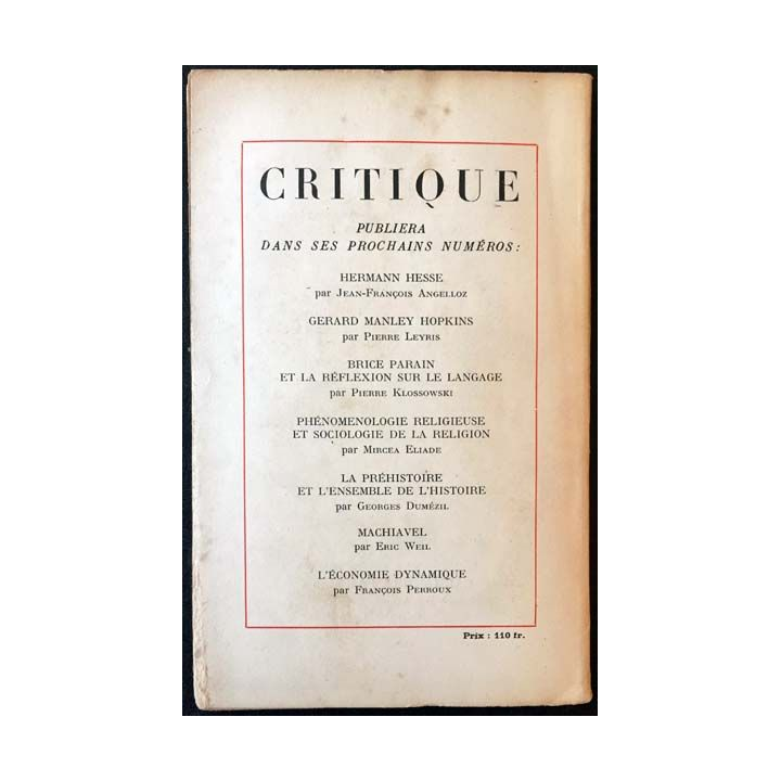 1. Critique n°35 Revue générale des publications françaises et étrangères Avril 1949