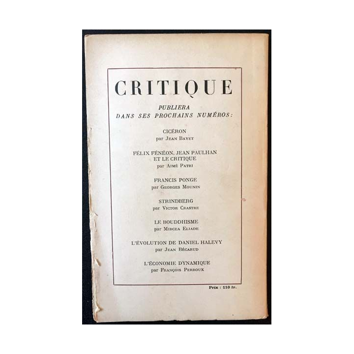1. Critique n°36 Revue générale des publications françaises et étrangères Mai 1949