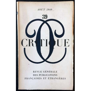 1. Critique n°39 Revue générale des publications françaises et étrangères Aout 1949