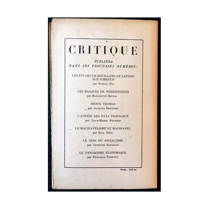 1. Critique n°39 Revue générale des publications françaises et étrangères Aout 1949