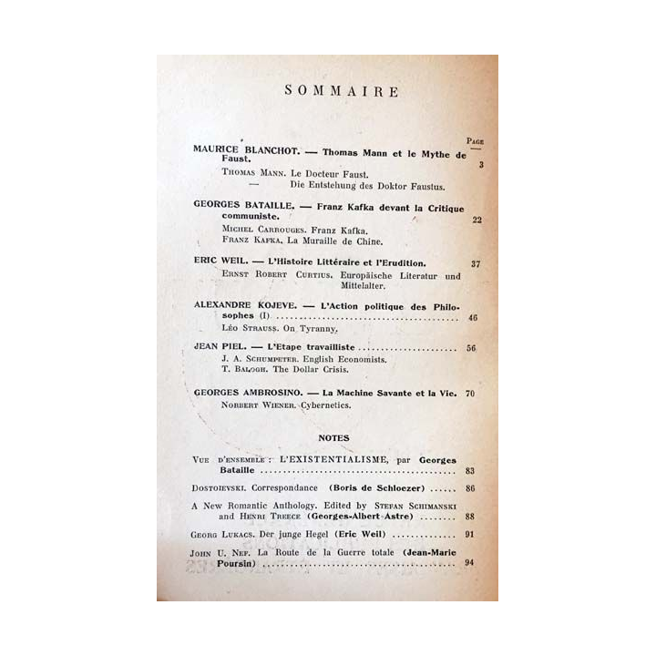 1. Critique n°41 Revue générale des publications françaises et étrangères Octobre 1950