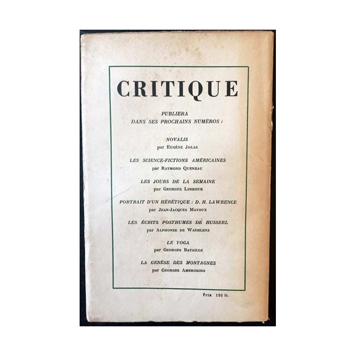 1. Critique n°43 Revue générale des publications françaises et étrangères Décembre 1950
