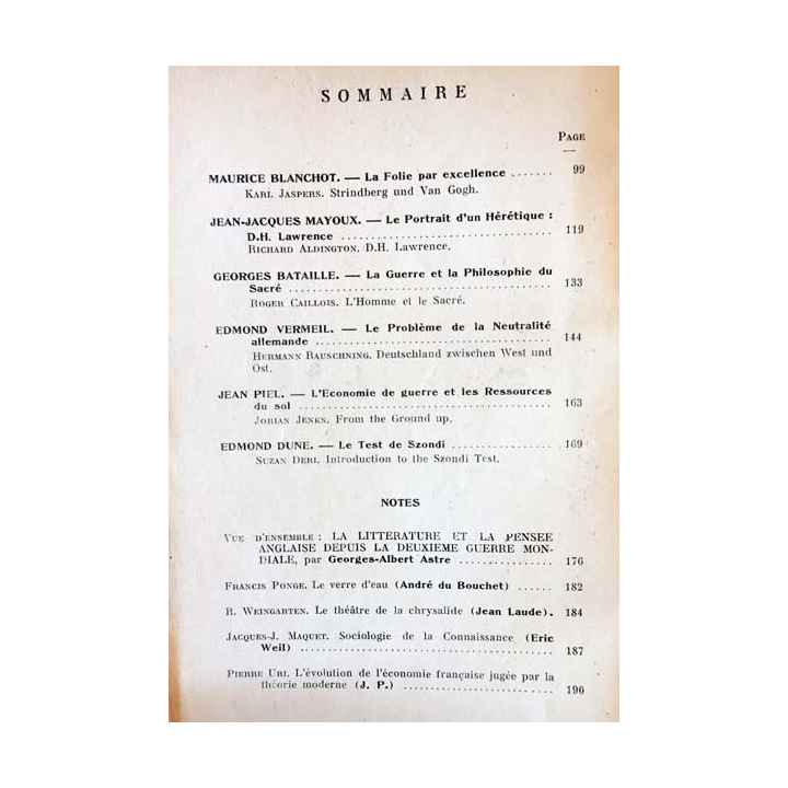 1. Critique n°45 Revue générale des publications françaises et étrangères Février 1951