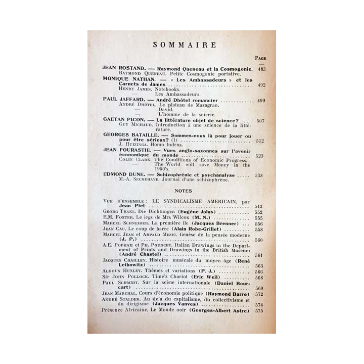 1. Critique n°49 Revue générale des publications françaises et étrangères Juin 1951