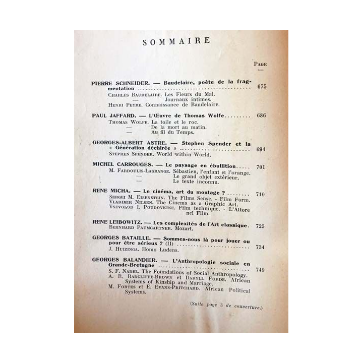 1. Critique n°51-52 Revue générale des publications françaises et étrangères Aout-Septembre 1951