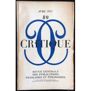 1. Critique n°59 Revue générale des publications françaises et étrangères Avril 1952