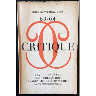 1. Critique n°63-64 Revue générale des publications françaises et étrangères Aout-Septembre 1952