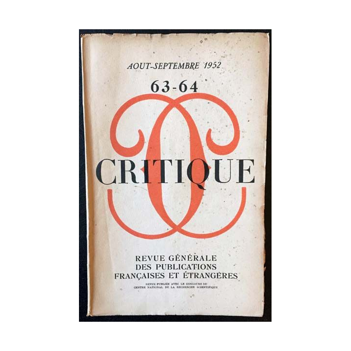 1. Critique n°63-64 Revue générale des publications françaises et étrangères Aout-Septembre 1952
