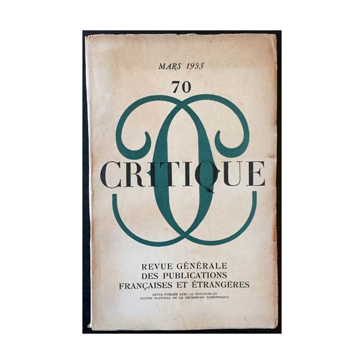 1. Critique n°70 Revue générale des publications françaises et étrangères Mars 1953