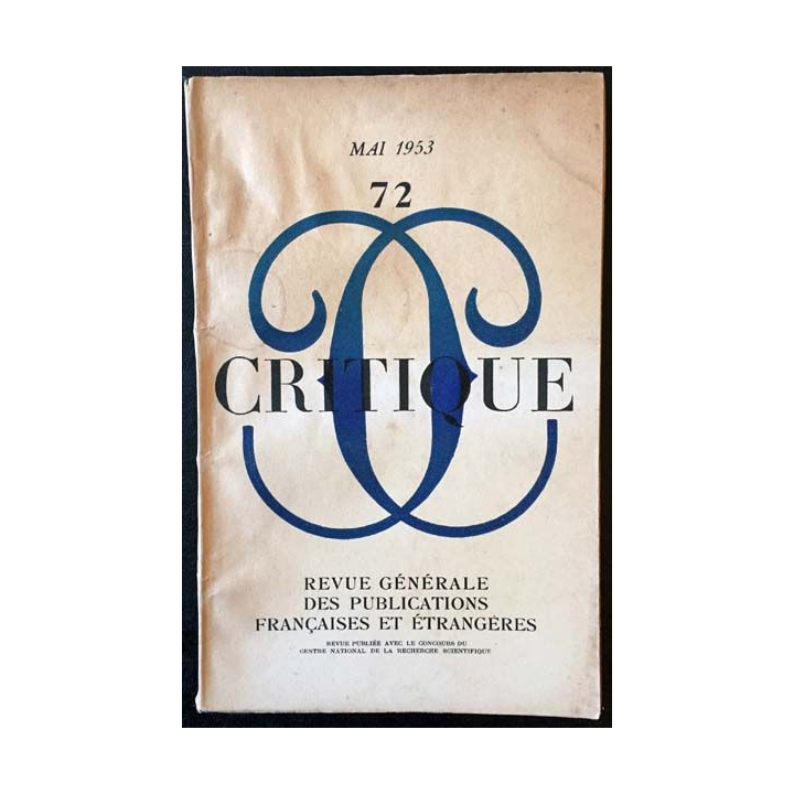 1. Critique n°72 Revue générale des publications françaises et étrangères Mai 1953