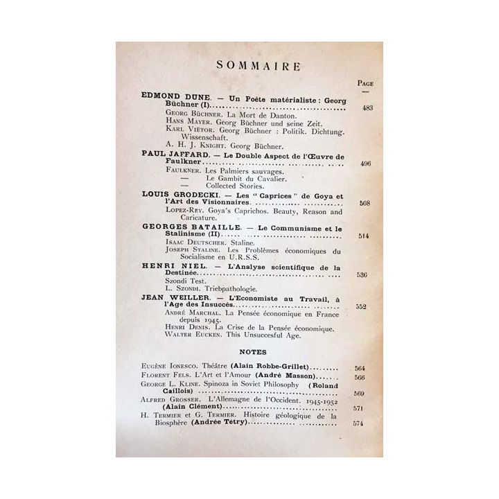 1. Critique n°73 Revue générale des publications françaises et étrangères Juin 1953