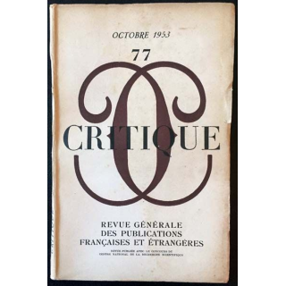 1. Critique n°77 Revue générale des publications françaises et étrangères Octobre 1953