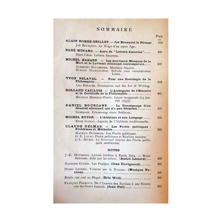 1. Critique n°77 Revue générale des publications françaises et étrangères Octobre 1953