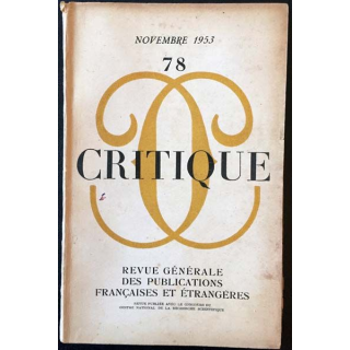 1. Critique n°78 Revue générale des publications françaises et étrangères Novembre 1953