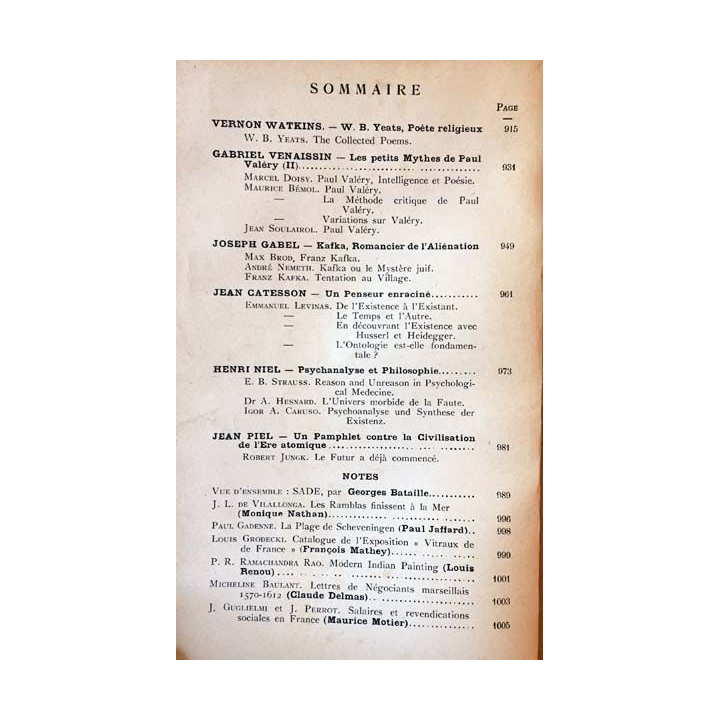 1. Critique n°78 Revue générale des publications françaises et étrangères Novembre 1953