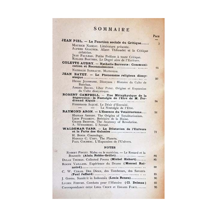 1. Critique n°80 Revue générale des publications françaises et étrangères Janvier 1954