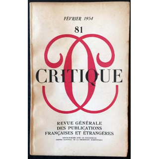 1. Critique n°81 Revue générale des publications françaises et étrangères Février 1954