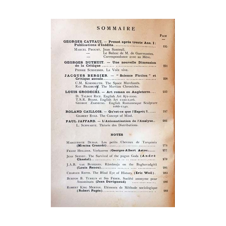 1. Critique n°82 Revue générale des publications françaises et étrangères Mars 1954