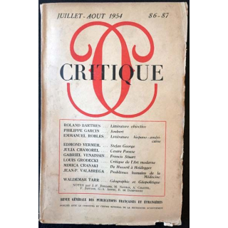 1. Critique n°86-87 Revue générale des publications françaises et étrangères Juillet-Aout 1954