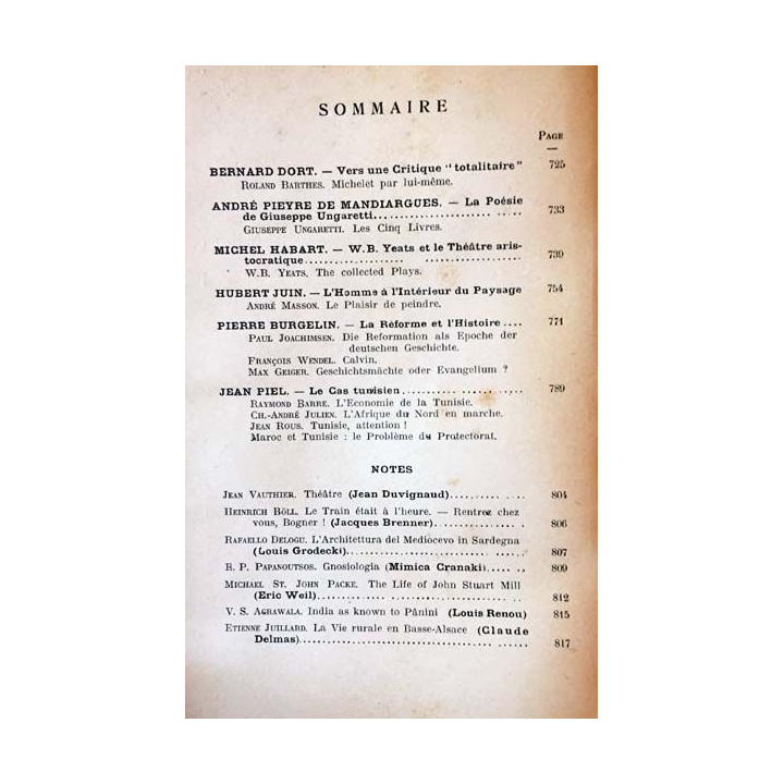 1. Critique n°88 Revue générale des publications françaises et étrangères Septembre 1954