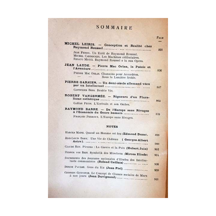 1. Critique n°89 Revue générale des publications françaises et étrangères Octobre 1954