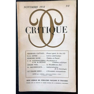 1. Critique n°90 Revue générale des publications françaises et étrangères Novembre 1954