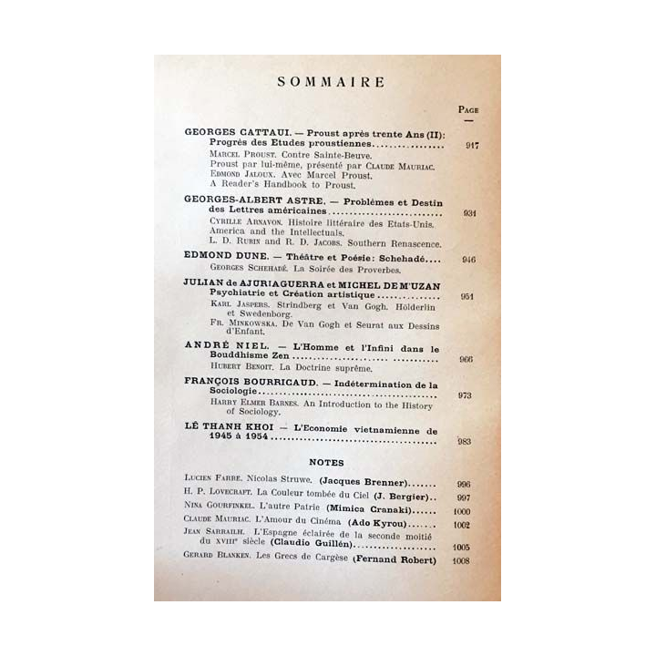 1. Critique n°90 Revue générale des publications françaises et étrangères Novembre 1954