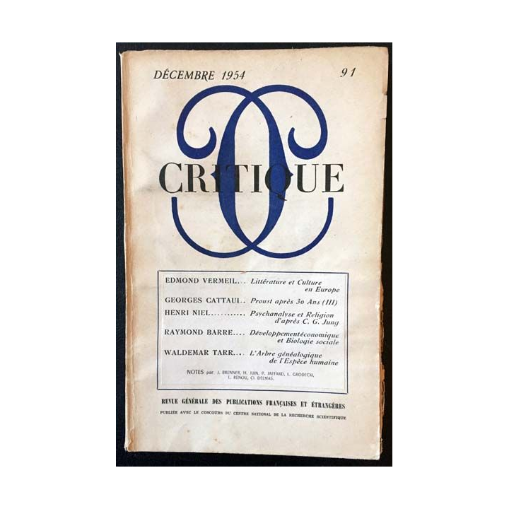 1. Critique n°91 Revue générale des publications françaises et étrangères Décembre 1954