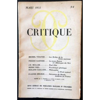 1. Critique n°94 Revue générale des publications françaises et étrangères Mars 1955