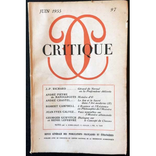 1. Critique n°97 Revue générale des publications françaises et étrangères Juin 1955