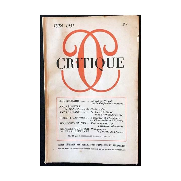 1. Critique n°97 Revue générale des publications françaises et étrangères Juin 1955