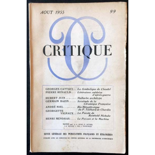 1. Critique n°99 Revue générale des publications françaises et étrangères Aout 1955