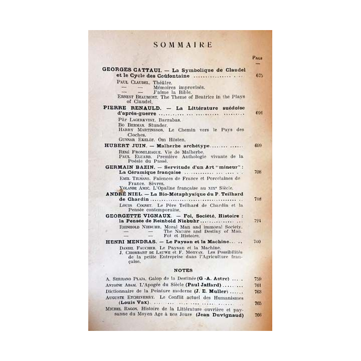 1. Critique n°99 Revue générale des publications françaises et étrangères Aout 1955