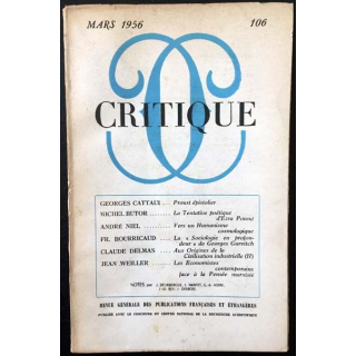 1. Critique n°106 Revue générale des publications françaises et étrangères Mars 1956 aux éditions de Minuit