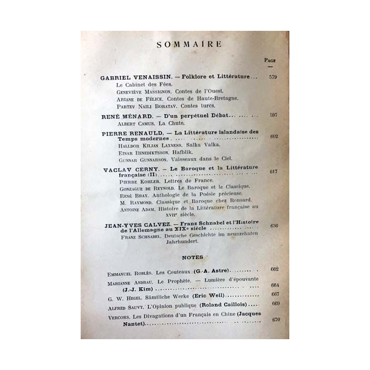 1. Critique n°110 Revue générale des publications françaises et étrangères Juillet 1956 aux éditions de Minuit