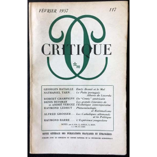 1. Critique n°117 Revue générale des publications françaises et étrangères Février 1957 aux éditions de Minuit
