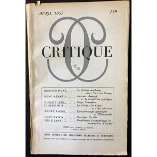 1. Critique n°119 Revue générale des publications françaises et étrangères Avril 1957 aux éditions de Minuit