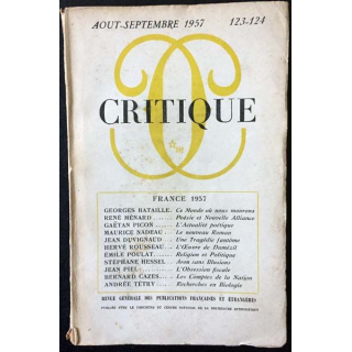 1. Critique n°123-124 Revue générale des publications françaises et étrangères Aout-Septembre 1957