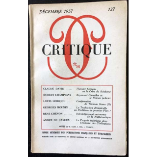 1. Critique n°127 Revue générale des publications françaises et étrangères Décembre 1957 aux éditions de Minuit